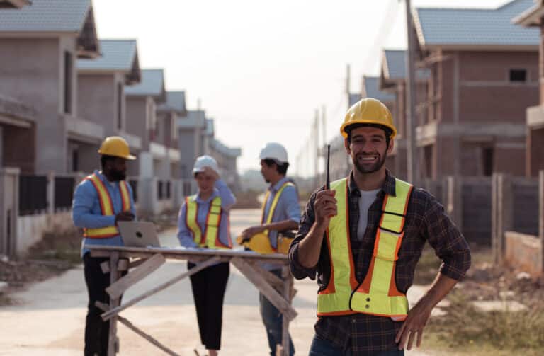 Portrait of engineers work together to assess the residential ho
