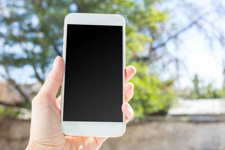 mobile, smartphone with black blank screen